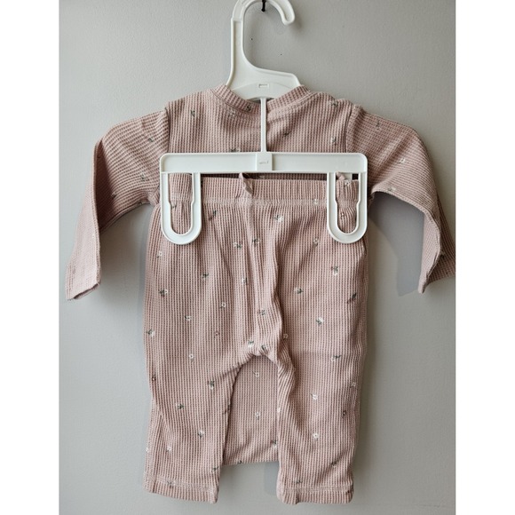 Carter's 6M Baby Girl Waffle Knit Henley Bodysuit & Pants Set – Pink Floral - Picture 2 of 10